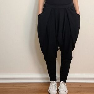 Matthildur Harem Pants In Black Pima Cotton Lagenlook ATW Size Small